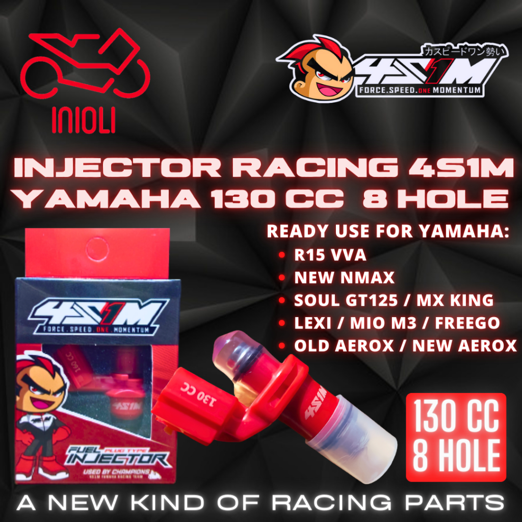 Jual INJECTOR RACING 4S1M 130CC 8HOLE YAMAHA NEW NMAX AEROX LEXI MIO M3 ...