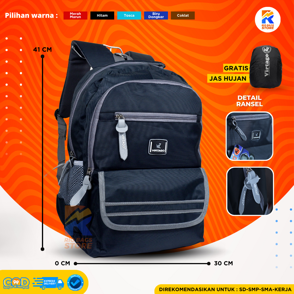 Jual Tas Ransel Virtago/Tas Sekolah SMP-SMA/Tas Laptop Untuk Kerja ...