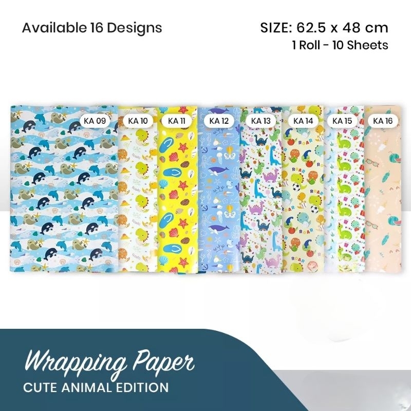 Jual (10lbr) Kertas Kado animal, kertas kado anak | Shopee Indonesia