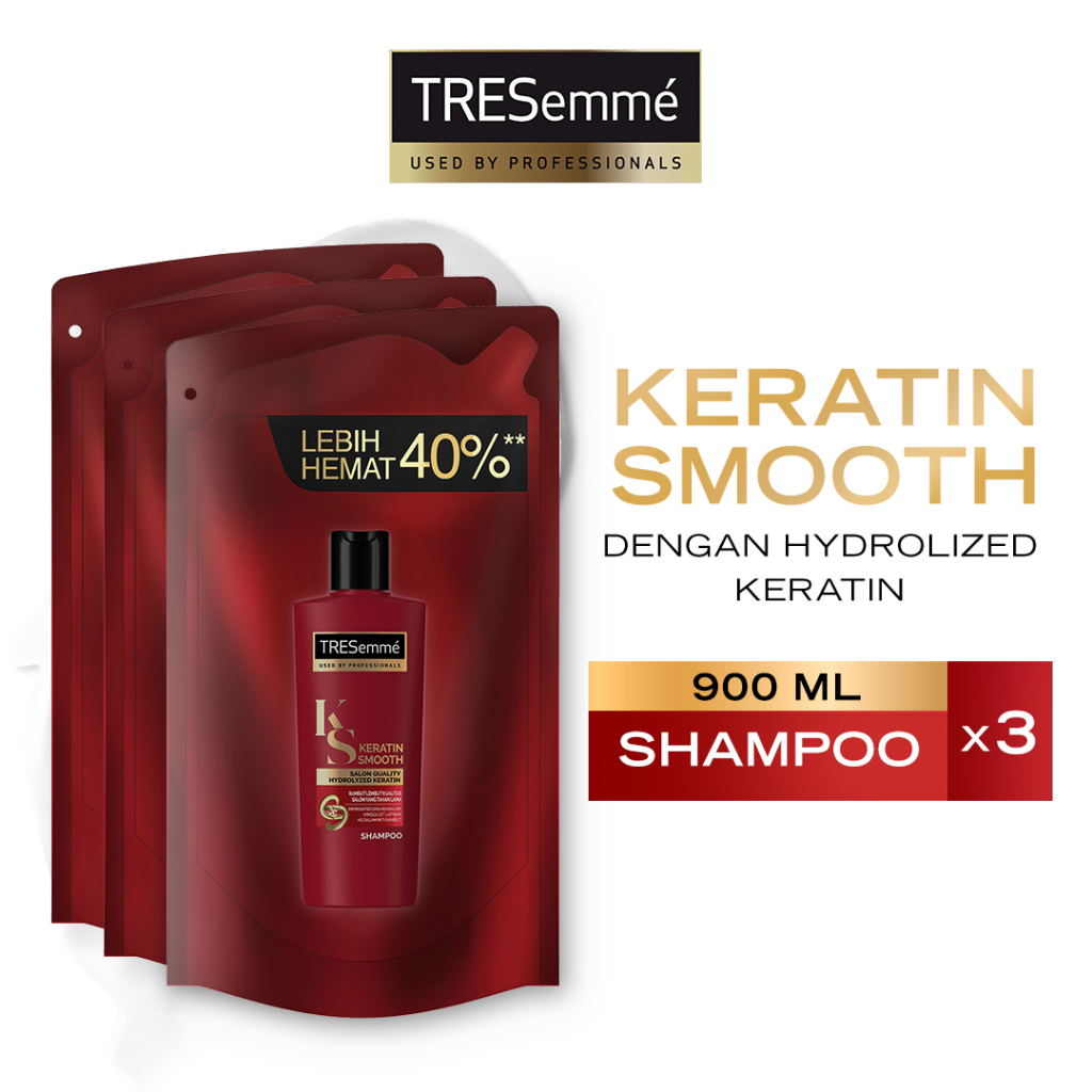 Jual TRESemme Keratin Smooth Shampoo Refill Pouch 900ml Triplepack
