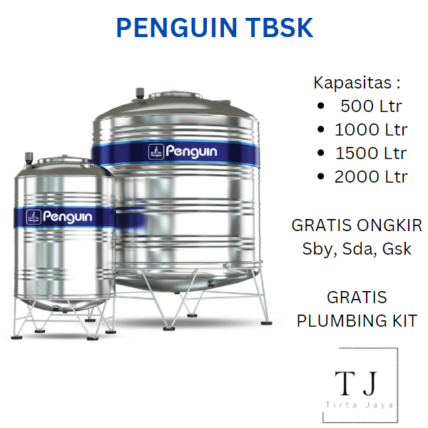 Jual Toren Air Penguin Tbsk 500 1000 1500 200 Stainless Steel Tandon Air Shopee Indonesia 0249