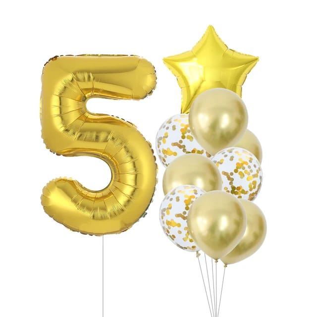 Jual Paket Balon Angka Jumbo / Paket Balon Angka Ulang Tahun warna Gold