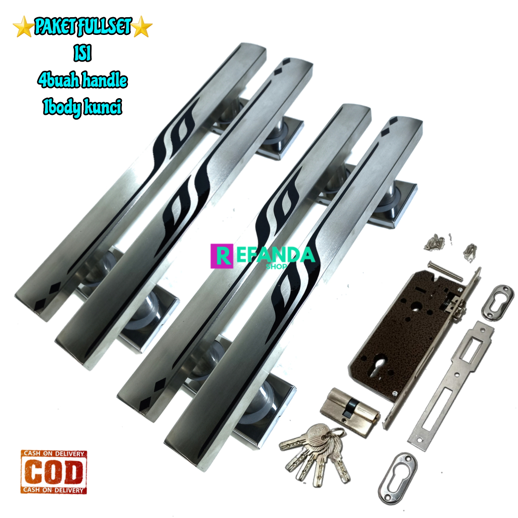 Jual Paket Buah Gagang Handle Pintu Dan Fullset Lock Body Kunci Untuk