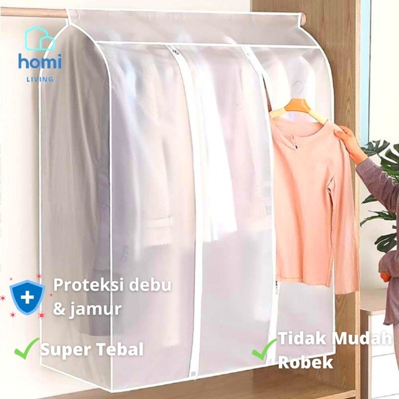 Jual Homi Cover Penutup Pelindung Pakaian Baju Gaun Jas Dress Gantung Gantungan Resleting Peva 8699