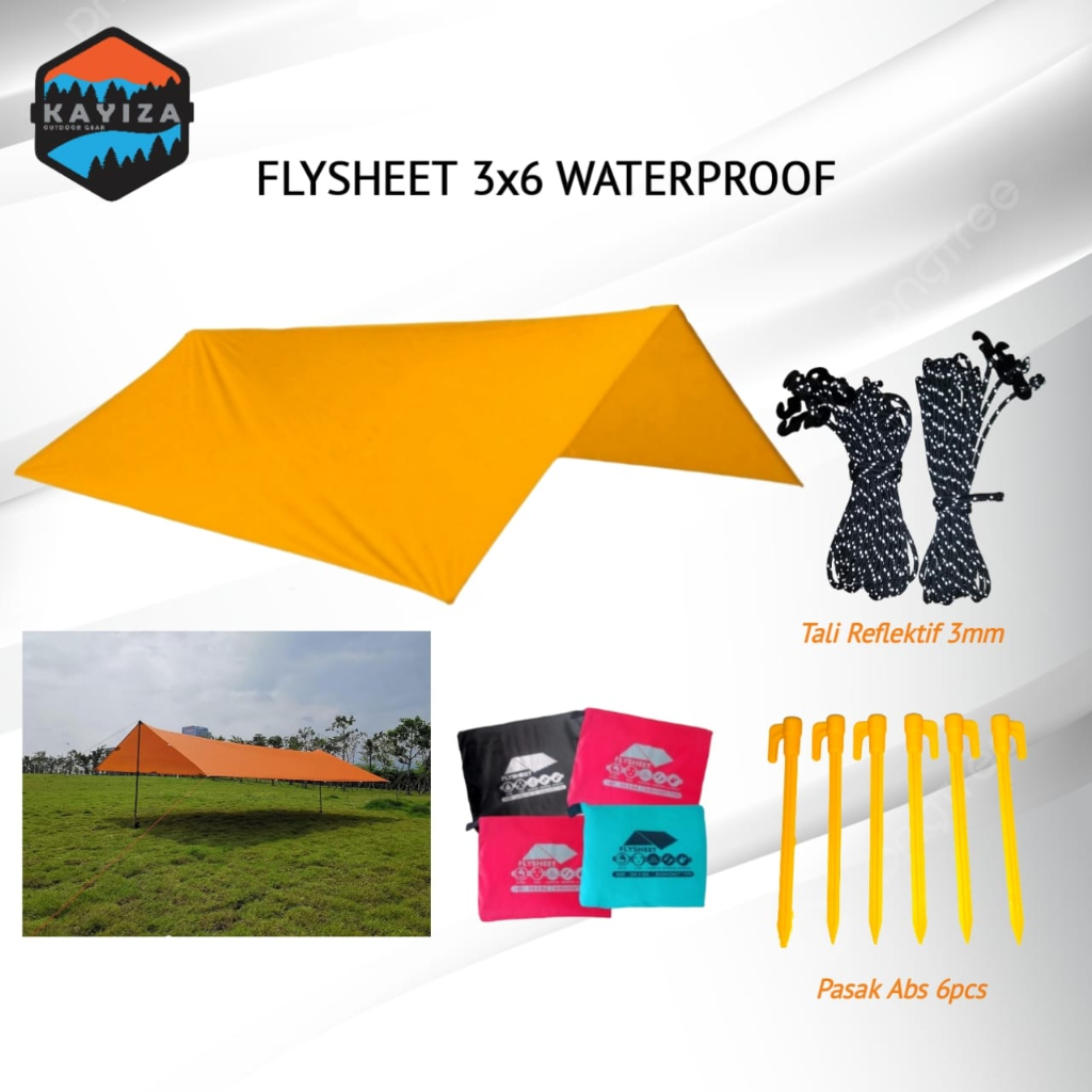 Jual Flysheet tenda 3x6 waterproof camping outdoor 19 loop fly sheet