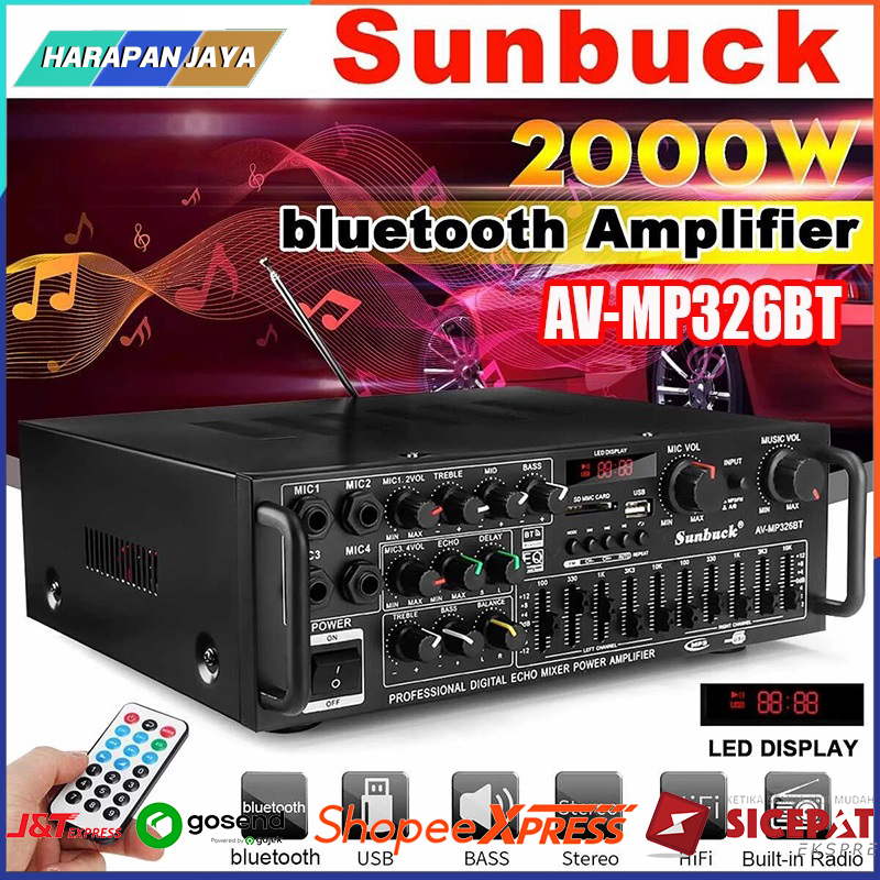 Jual Ampli Audio Amplifier Bluetooth EQ Karaoke HomeTheater 2000W ...