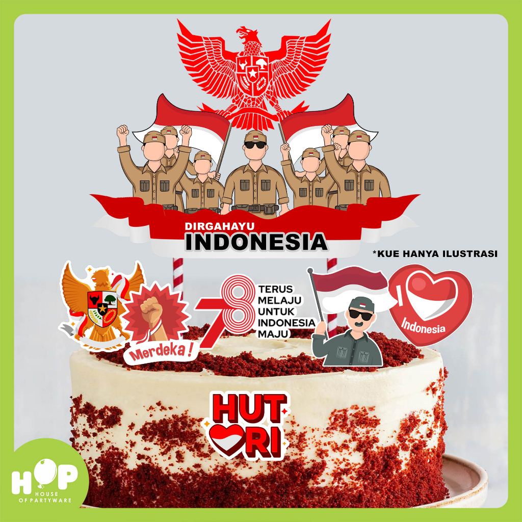 Jual Cake / Tumpeng Topper 17 AGUSTUS Custom Nama / Hiasan Kue / Hiasan ...