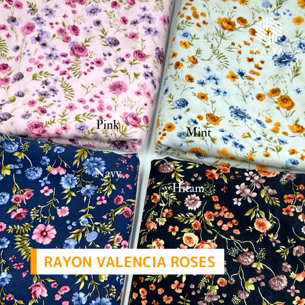 Jual Bahan Kain Rayon Valencia Motif Roses Kaiya Textile Fabric per 0,5 ...