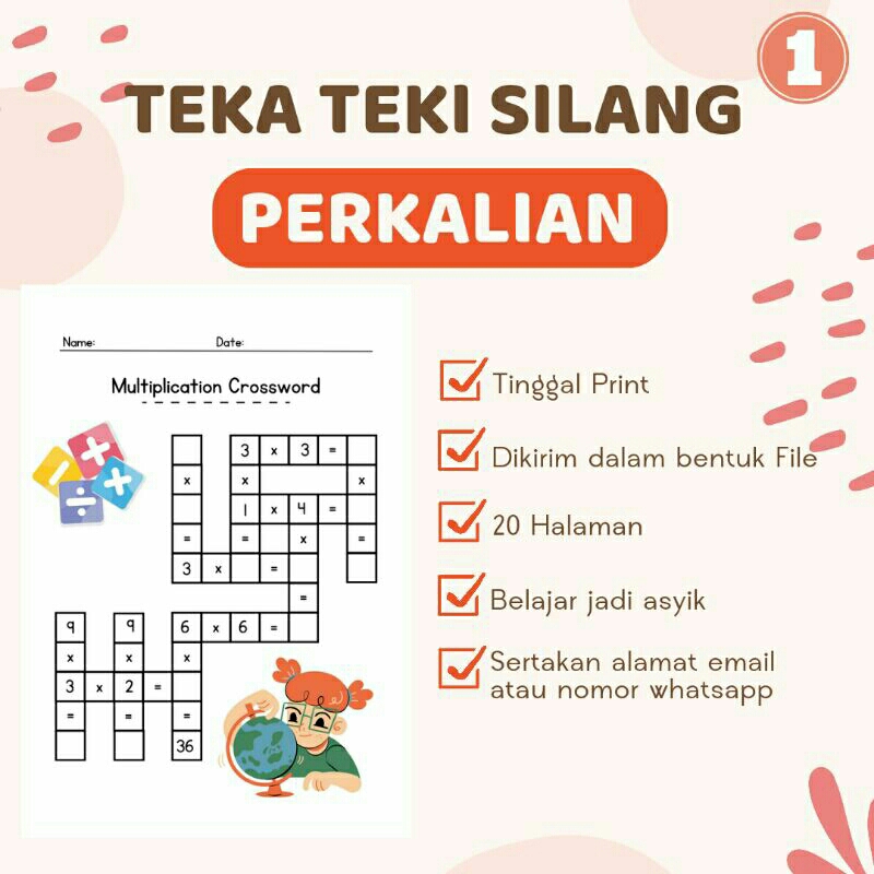 Jual TTS Perkalian Tinggal Print Printable Teka Teki Silang sidu kiky ...