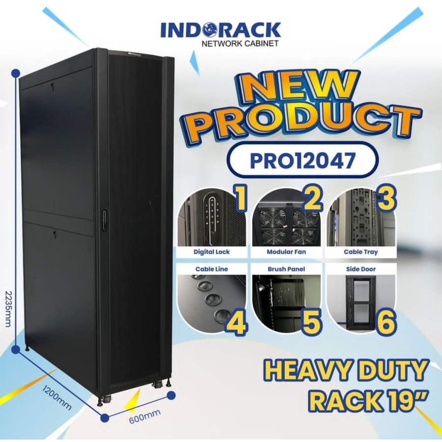 Jual PRO12047 Rak Server INDORACK 19 Inch Standing Close Rack Heavy ...