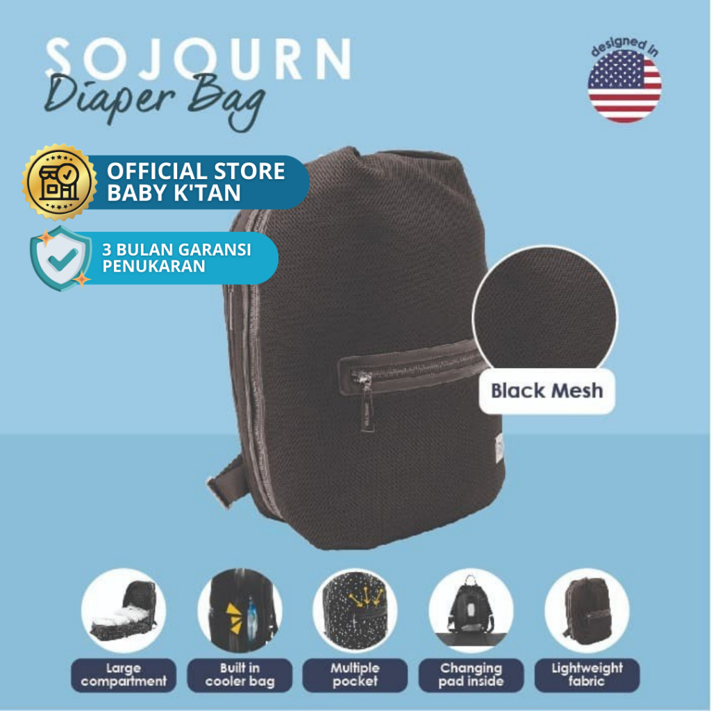 Baby K'tan Sojourn Backpack Diaper Bag in Black Mesh