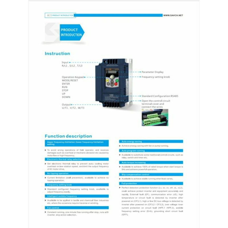 Jual VSD/VFD SANCH Inverter S900-4T2.2G 2.2kW 3HP 440VAC 3Phase Multi ...