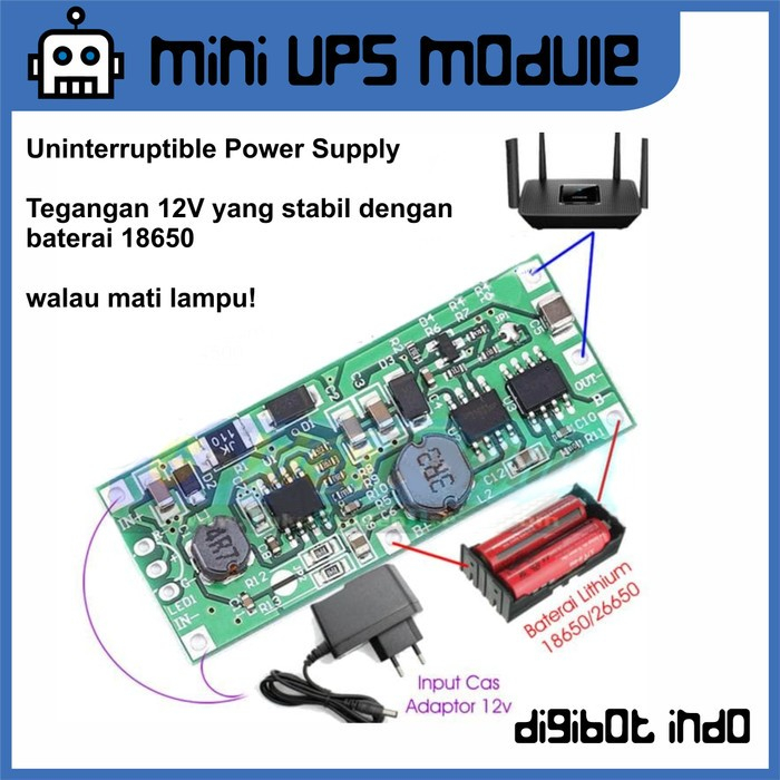 Jual Mini UPS Module Step Up 9V or 12V 18650 Lithium Battery Pecah