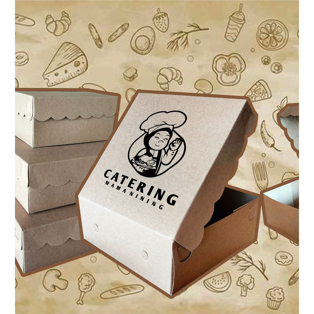 Jual Kotak Nasi Coklat Sablon 17,5 x 17,5 x 7 / Kotak Nasi Sablon / Box ...