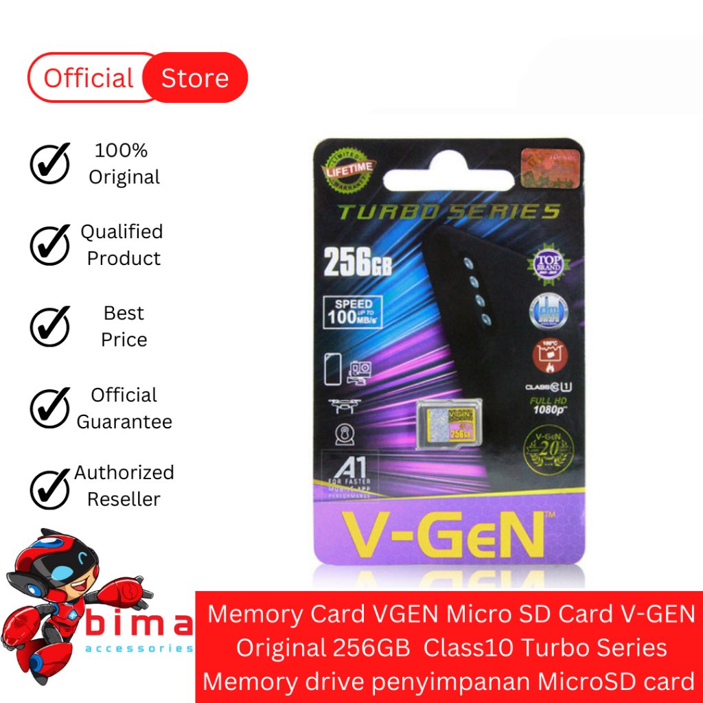 Jual Memory Card VGEN Micro SD Card VGEN Original 256GB Class10 Turbo