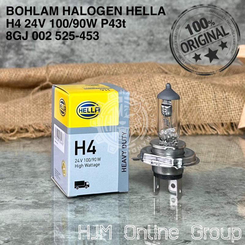 BOHLAM LAMPU HALOGEN HELLA H4 P43T 24V 100/90W ORIGINAL