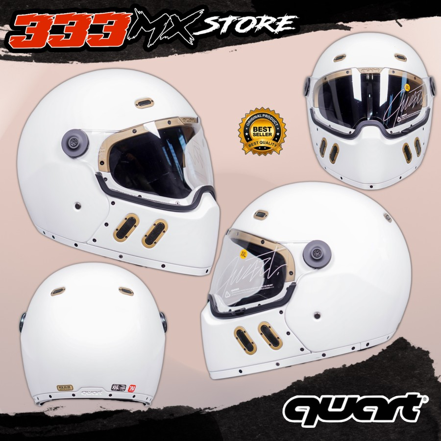 Jual HELM QWART PHOENIX STD GLOSSY WHITE FULL HALF FACE HELMET QWART