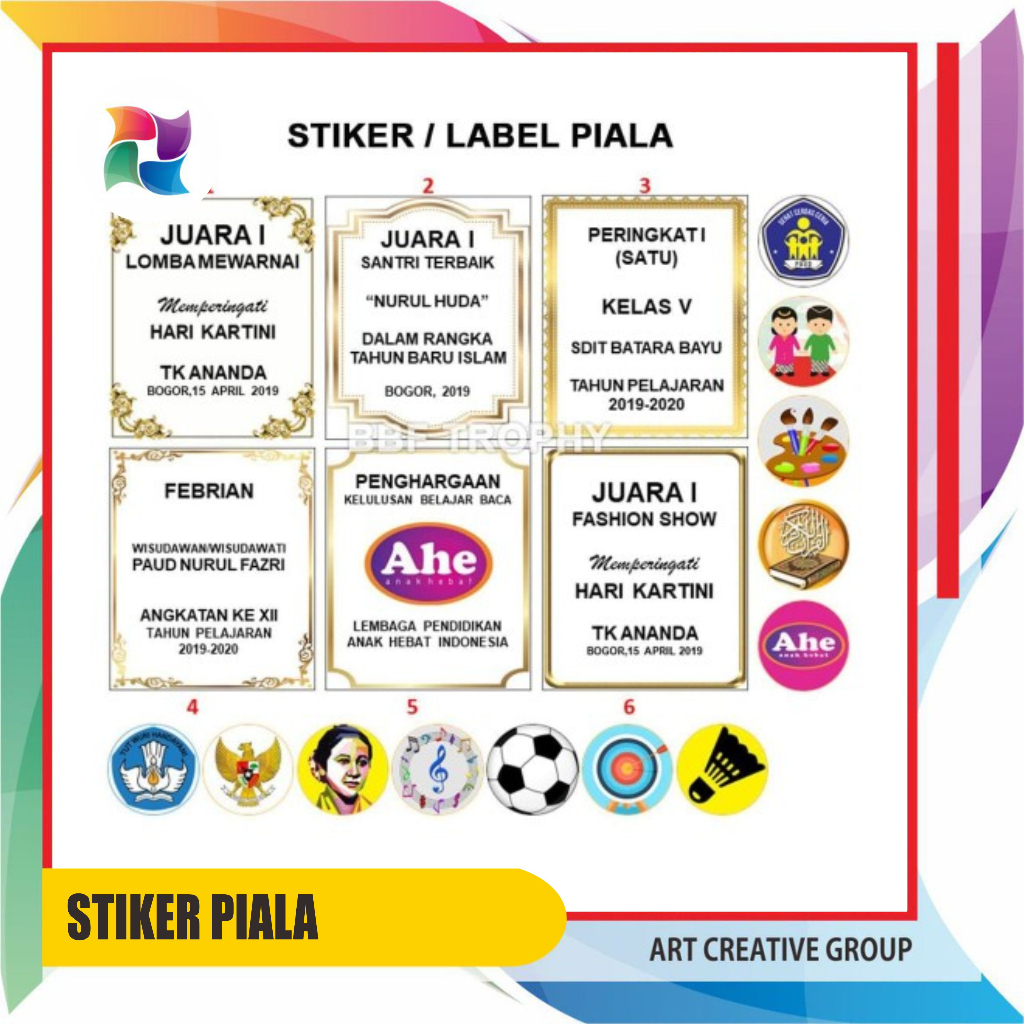 Jual Stiker Label Piala Untuk Logo Dan Tulisan Ditatakan Shopee