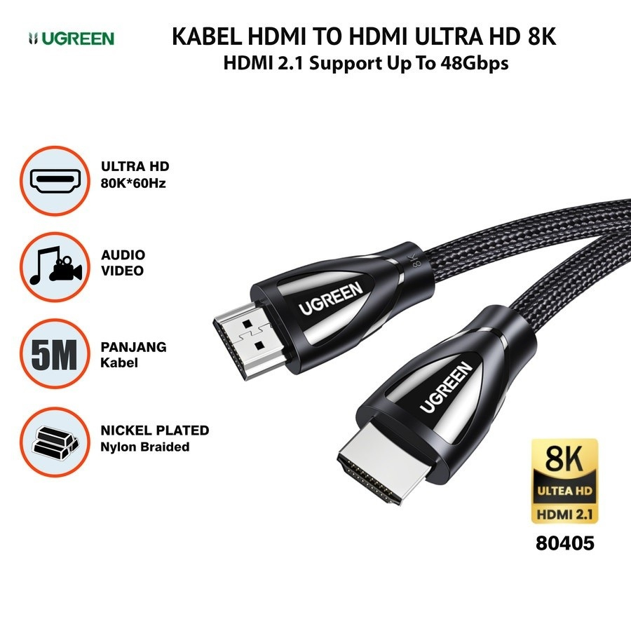 Jual UGREEN HDMI 2.1 Ultra High Speed Cable 8K 60Hz 5M 80405 Shopee