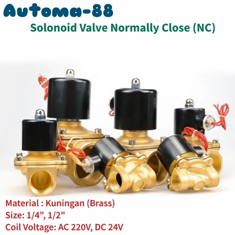 Jual Solenoid Valve 2 Way Kuningan Brass G 1/4" 1/2" Inch Coil DC 24V ...