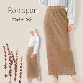Rok Span Plisket Lidi Rok Span Lidi Bahan Adem Fit To L