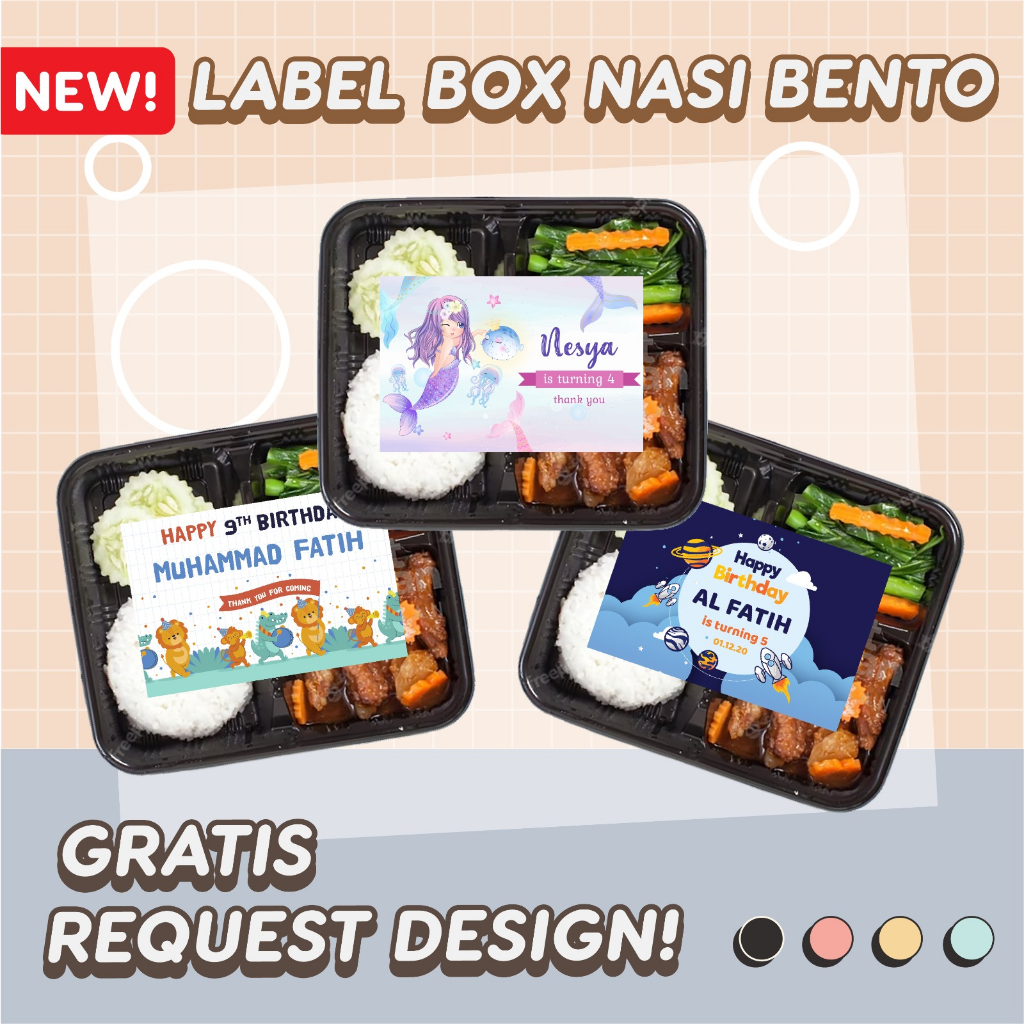 Jual Cetak Stiker Ulang Tahun Anak Custom Chromo Label Snack Nasi Kotak