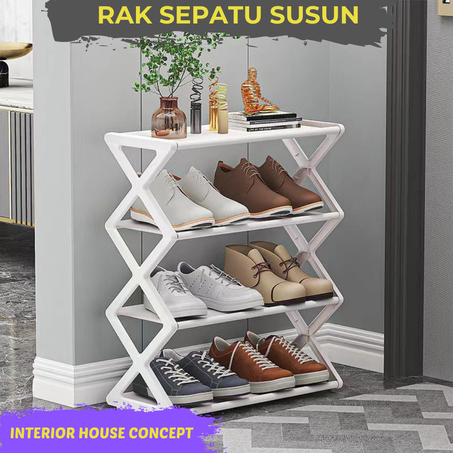 Jual Rak Sepatu Susun Plastik Tempat Sepatu Sandal Rak Sepatu Minimalis ...