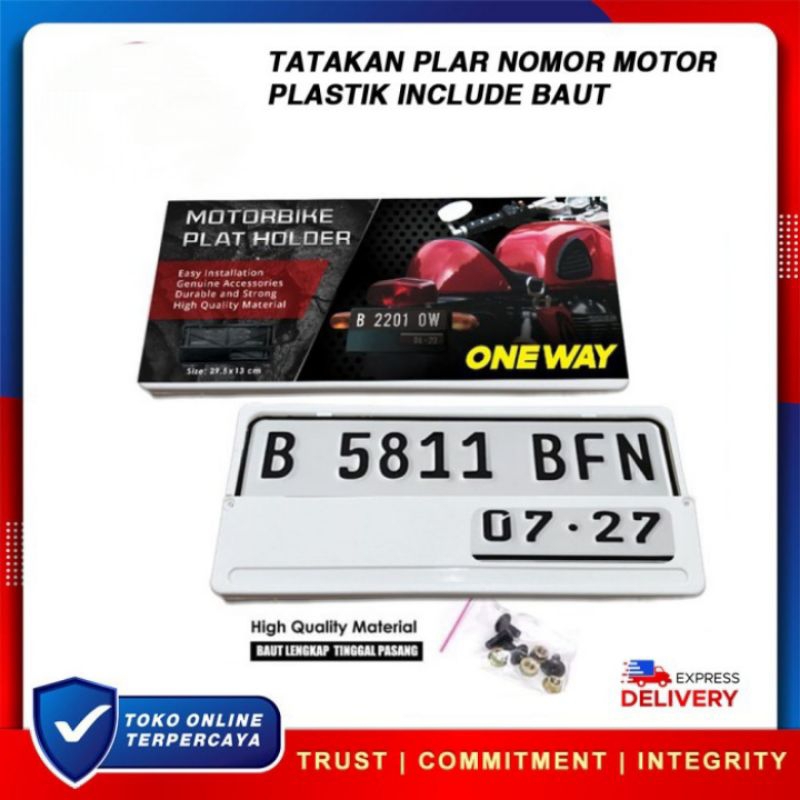 Jual Tatakan Plat Nomor Motor Plastik Putih Include Baut Murah Shopee