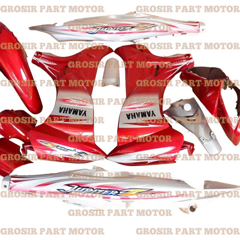 Jual Cover Body Jupiter Z New Burhan 2007 silver merah Full Set Halus