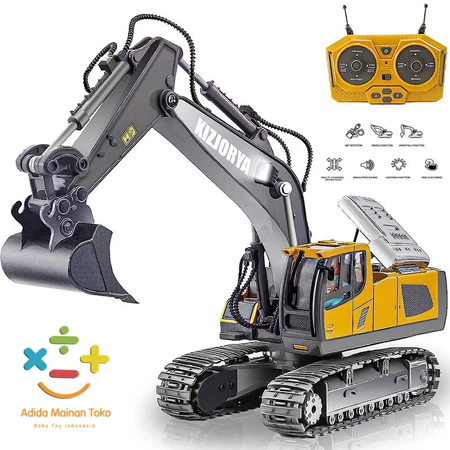 Adida Toys 2.4G Excavator Remote Control 11 Channel Diecast Model Paduan RC Crawler Loader Excavator