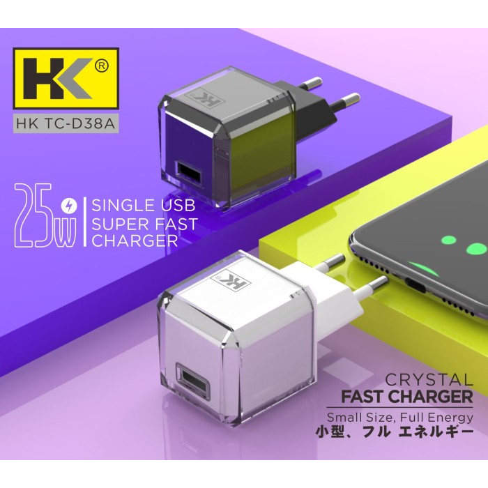Jual HK Crystal Adapter Charger Fast Charger 25W D38 Series | Shopee ...