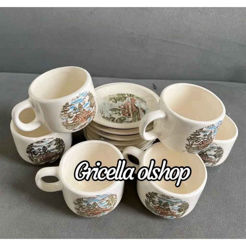 Jual Set Cangkir Kopi Tiam Set Cangkir Keramik Isi Pcs Terlaris