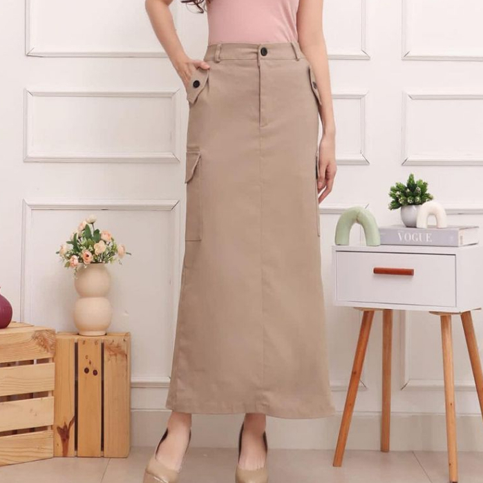 Jual Naira Skirt - Rok Maxi Panjang Wanita Kargo Kekinian / Cargo Skirt ...