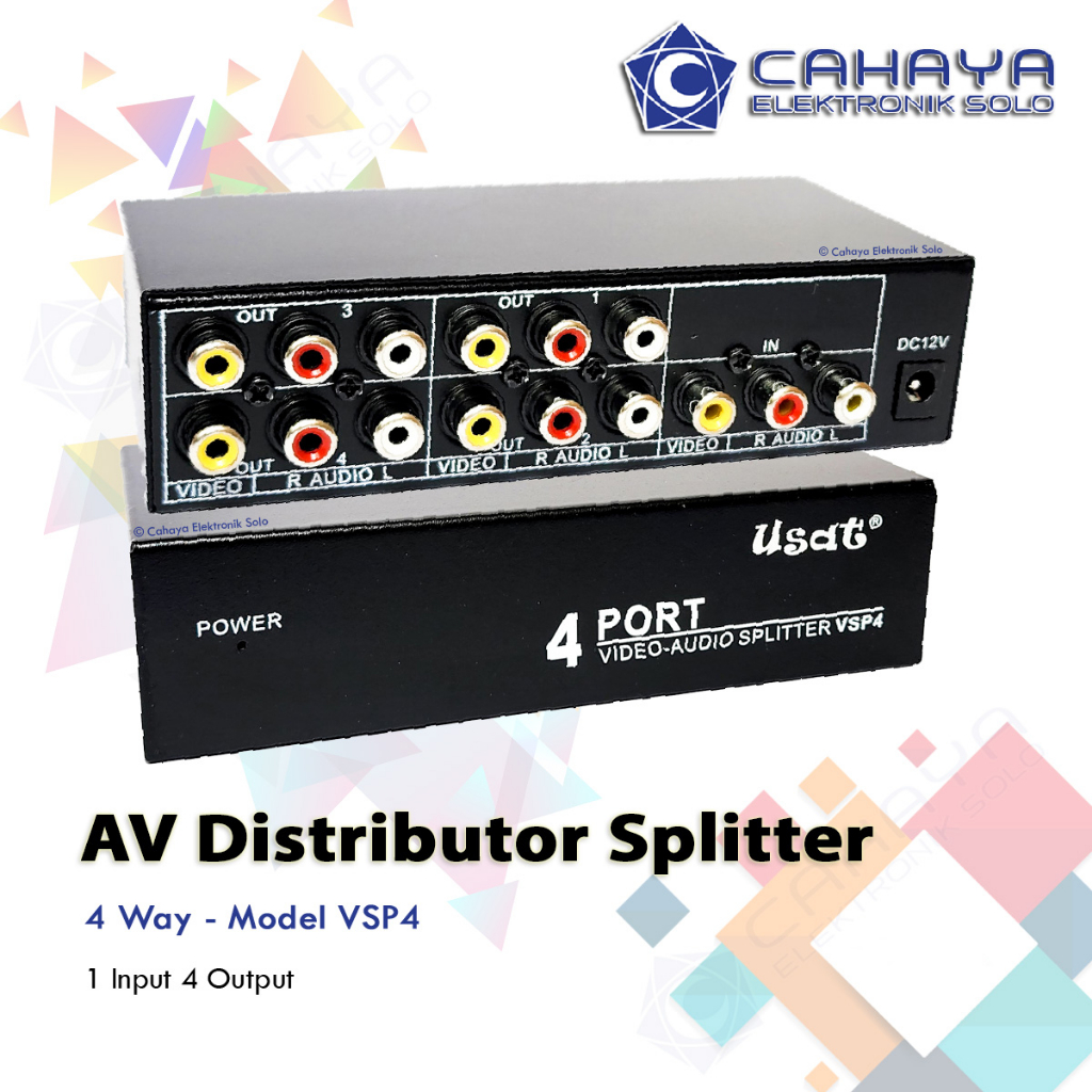 Jual AV Distributor USAT 4 Channel 4 Way Audio Video Amp Splitter