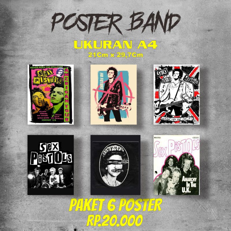 Jual Paket Poster Band Sex Pistols Ukuran A4 Poster Dinding Aesthetic Shopee Indonesia