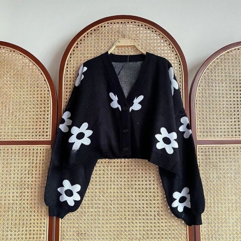 Jual Sweater Cardigan Rajut Wanita Korean Style Premium Crop Top
