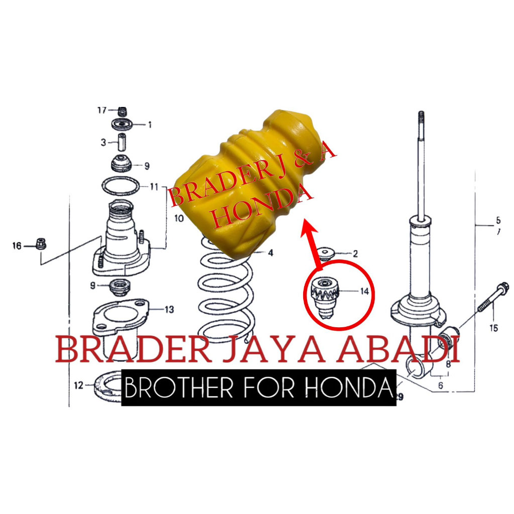 Jual STOPPER SHOCKBREAKER KARET BUSAH SHOCK BELAKANG CRV GEN 2 RD4 RD5 ...