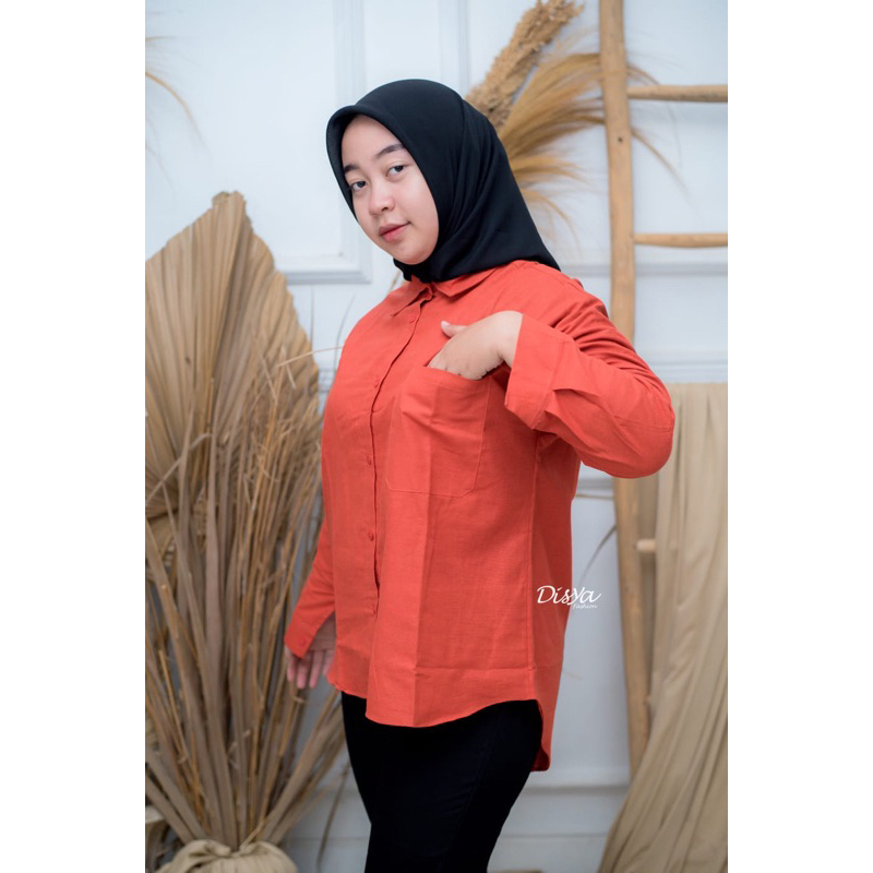 Kemeja Linen Oversize Wanita foto 2