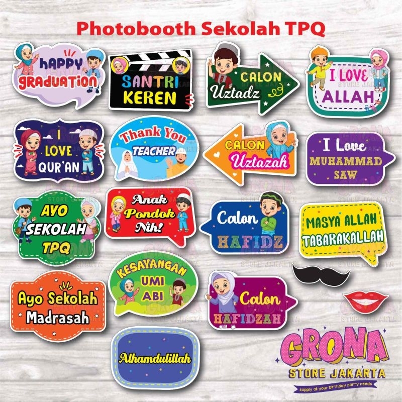 Jual Photobooth Sekolah TPQ / Photo Props Anak soleh / Aksesoris Foto
