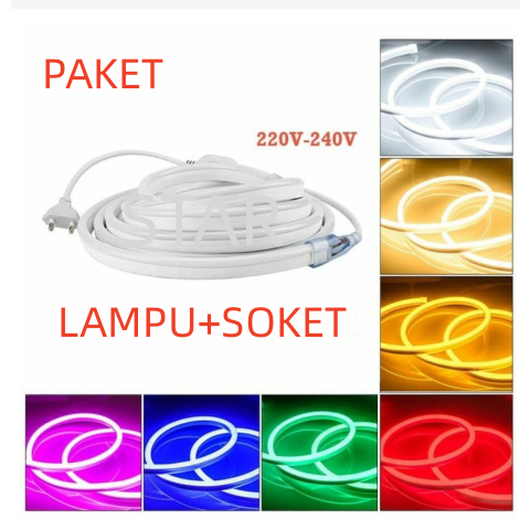 Jual Paket Lampu Neon Flex 220v 1m 2m 3m 4m 5m 5 Meter Led Selang ...