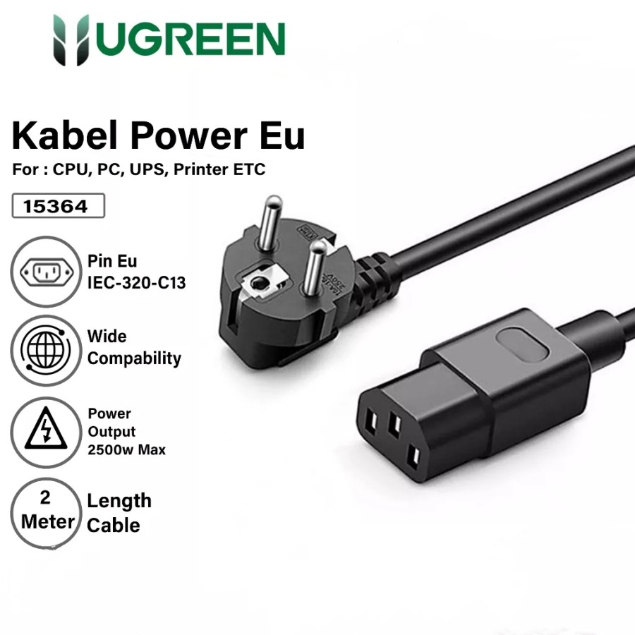 Jual Ugreen kabel power extension pc cpu komputer tv proyektor ups 2
