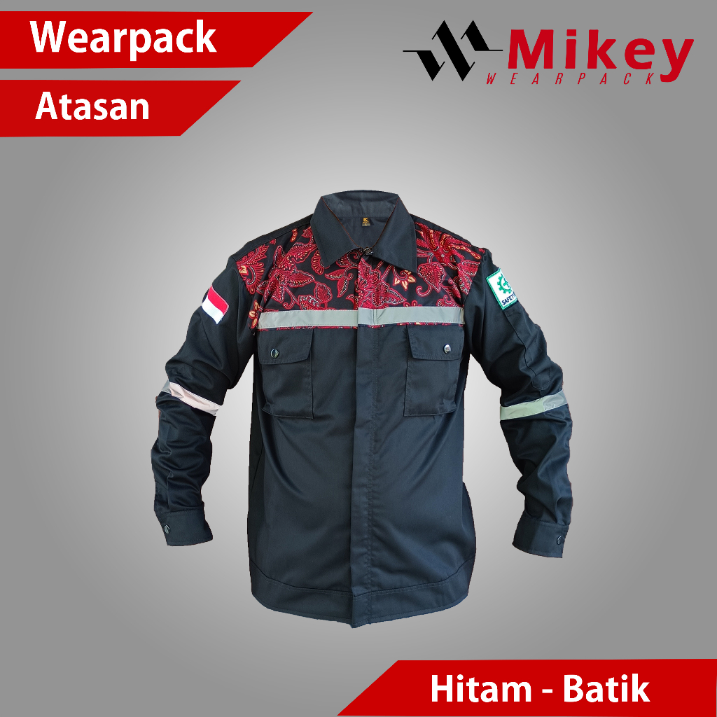 Jual Wearpack Atasan Baju Kerja Resleting Lengan Panjang Warna Hitam