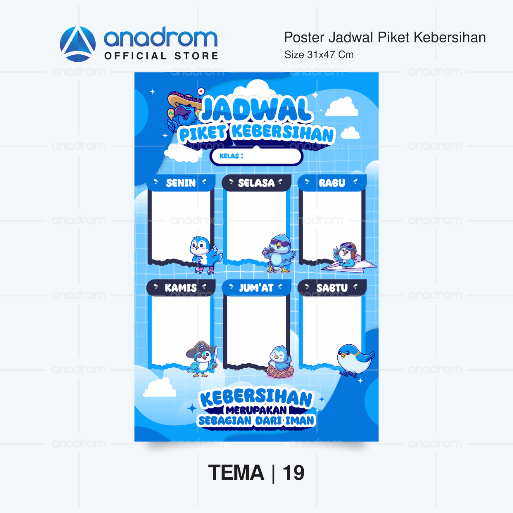 Jual Poster Jadwal Piket Kebersihan Kelas | Poster Piket Kelas | Poster ...