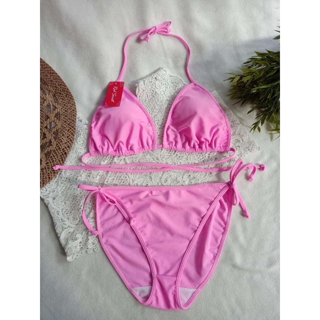 Jual BK 3301 RXWARNA PINK - BIKINI PANTAI SEGITIGA DENGAN BUSA SELIP ...