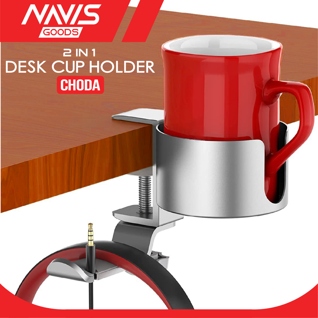 Jual Cup Holder Meja Jepit, Tempat Gelas anti tumpah, Headset Stand ...