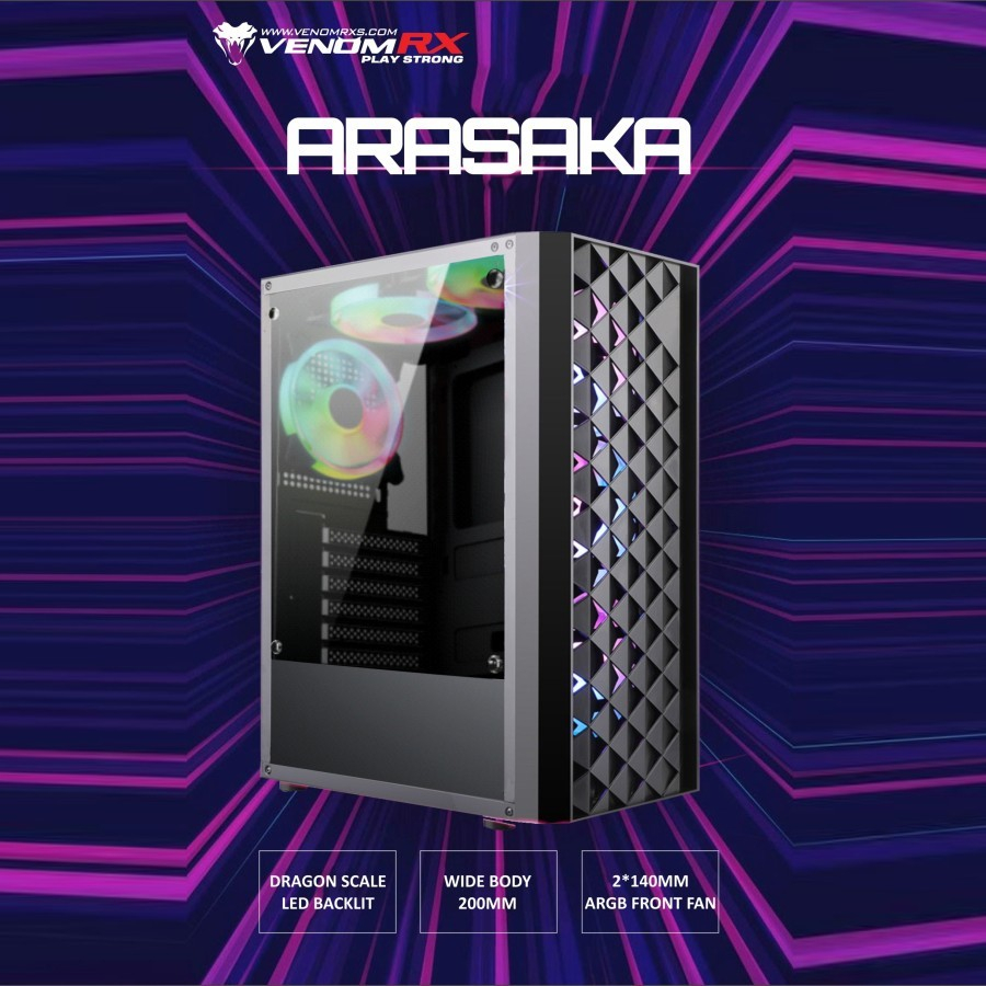 Jual VenomRX Arasaka Black Casing PC / Casing Komputer | Shopee Indonesia