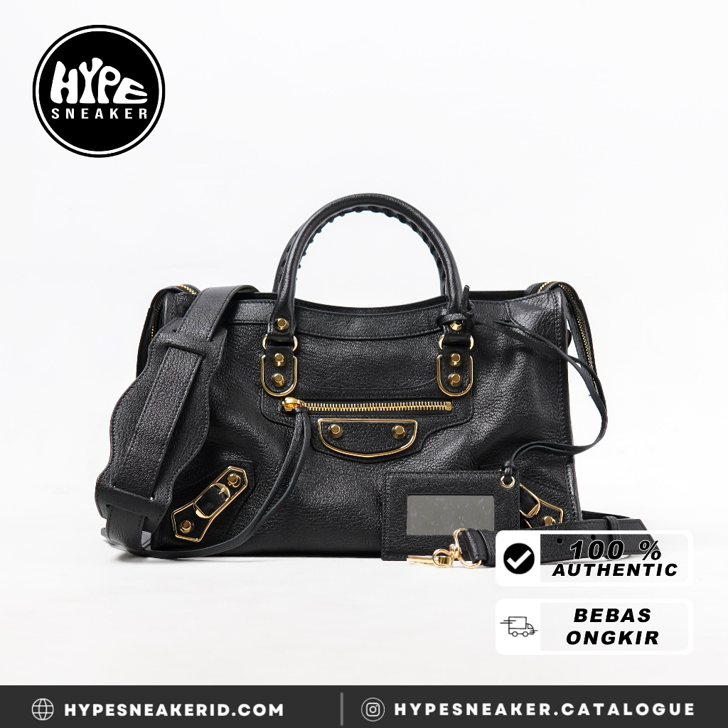 Tas BALENCIAGA MINI CITY METALIC EDGE GHW BLACK 100 ORIGINAL