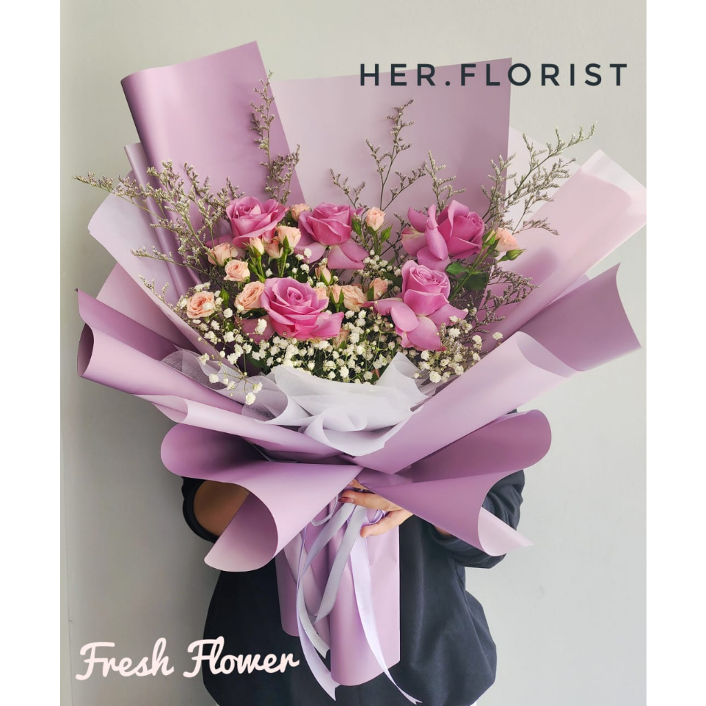 Jual Herflorist Fresh Flower 5pcs Rose Bouquet Buket Bunga Mawar Asli Buket Fresh Flower 