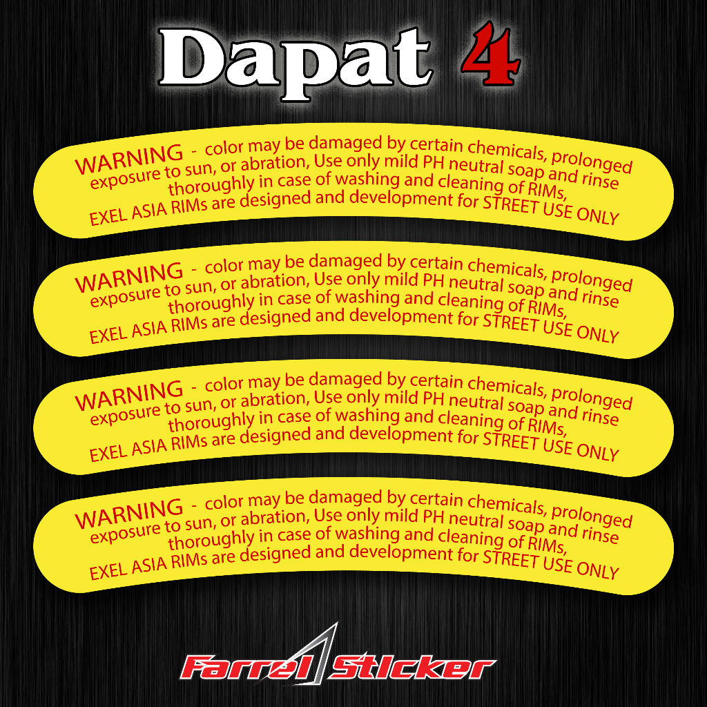 Jual Sticker warning rims Stiker peringatan velg takasago | Shopee ...