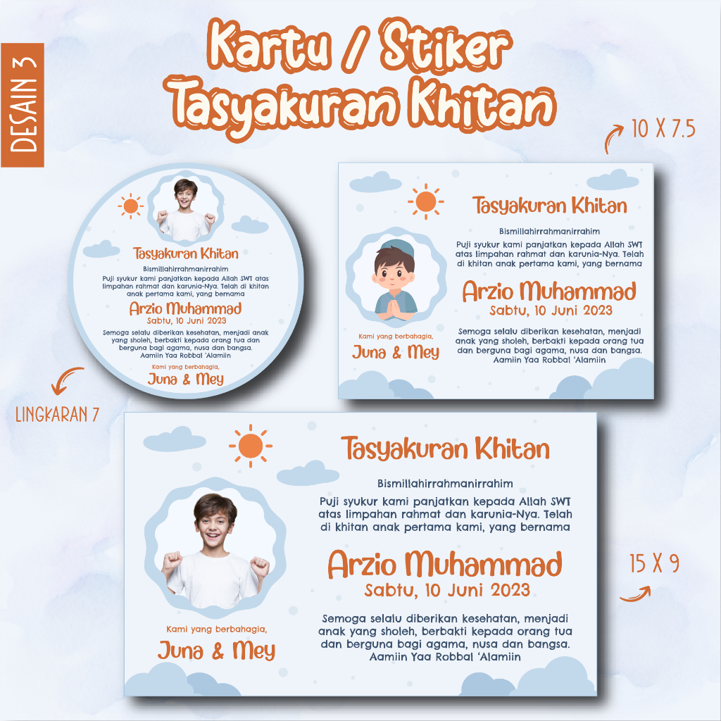 Jual Stiker / Kartu Label Syukuran Khitanan - Tasyakur Walimatul Khitan ...